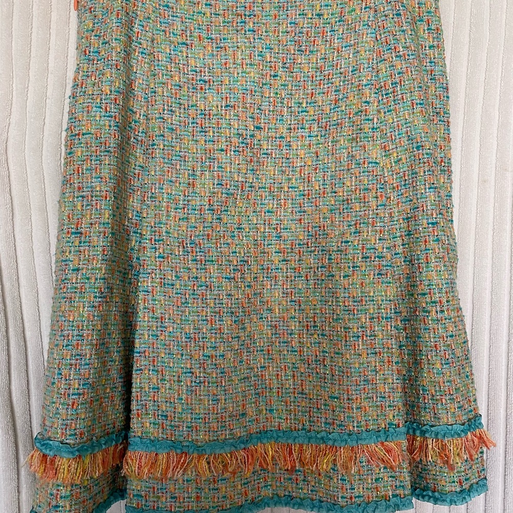 Cynthia Steffe NWT Designer Turquoise & Orange Bouche Skirt - size 12